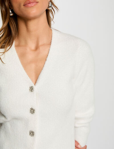 Gilet manches longues blanc femme