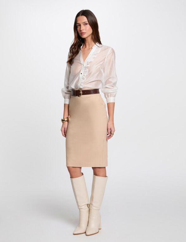 jupe longueur genou crayon marron clair femme Jupe longueur genou crayon marron clair femme