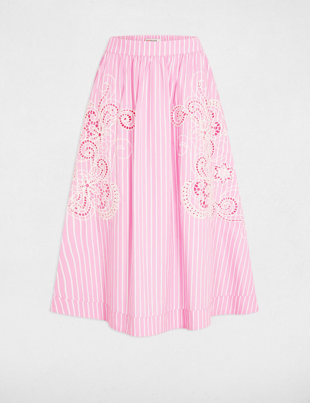 Jupe longue &eacute;vas&eacute;e rose femme