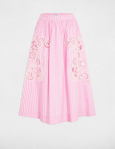Jupe longue &eacute;vas&eacute;e rose femme