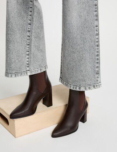 Botte similicuir marron fonc&eacute; femme
