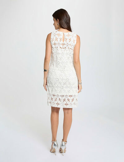 Robe tricot cintr&eacute;e blanc femme
