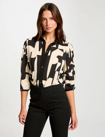 T-shirt manches 3/4 imprimé multicolore femme