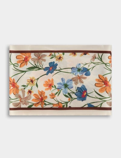Foulard satin&eacute; imprim&eacute; multicolore femme
