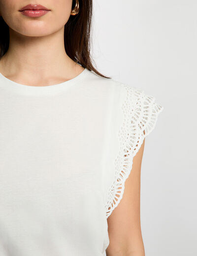 T-shirt manches dentelle blanc femme