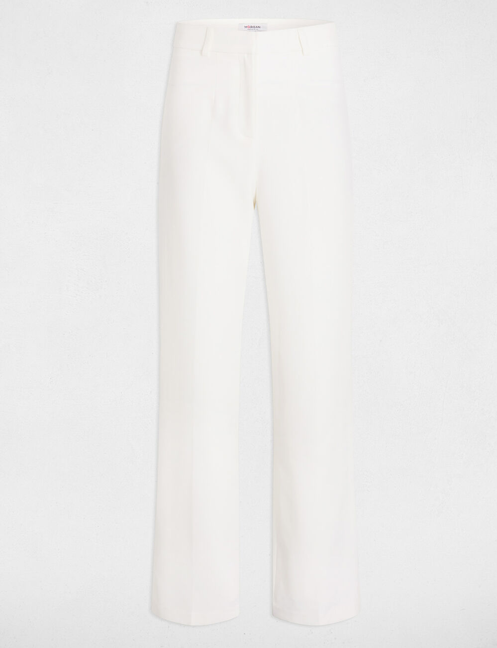 Pantalon droit &agrave; pinces blanc femme