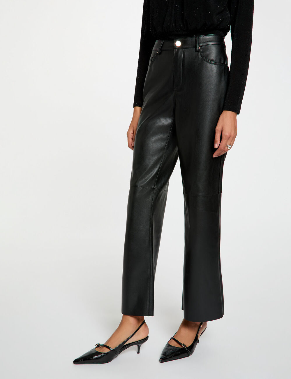 Pantalon bootcut similicuir noir femme