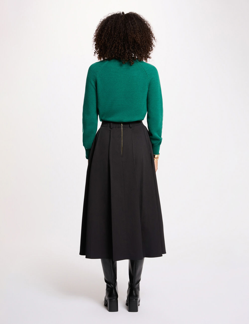 Jupe &eacute;vas&eacute;e taille haute noir femme