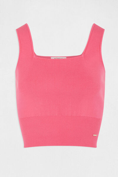 Débardeur pull bretelles larges rose femme