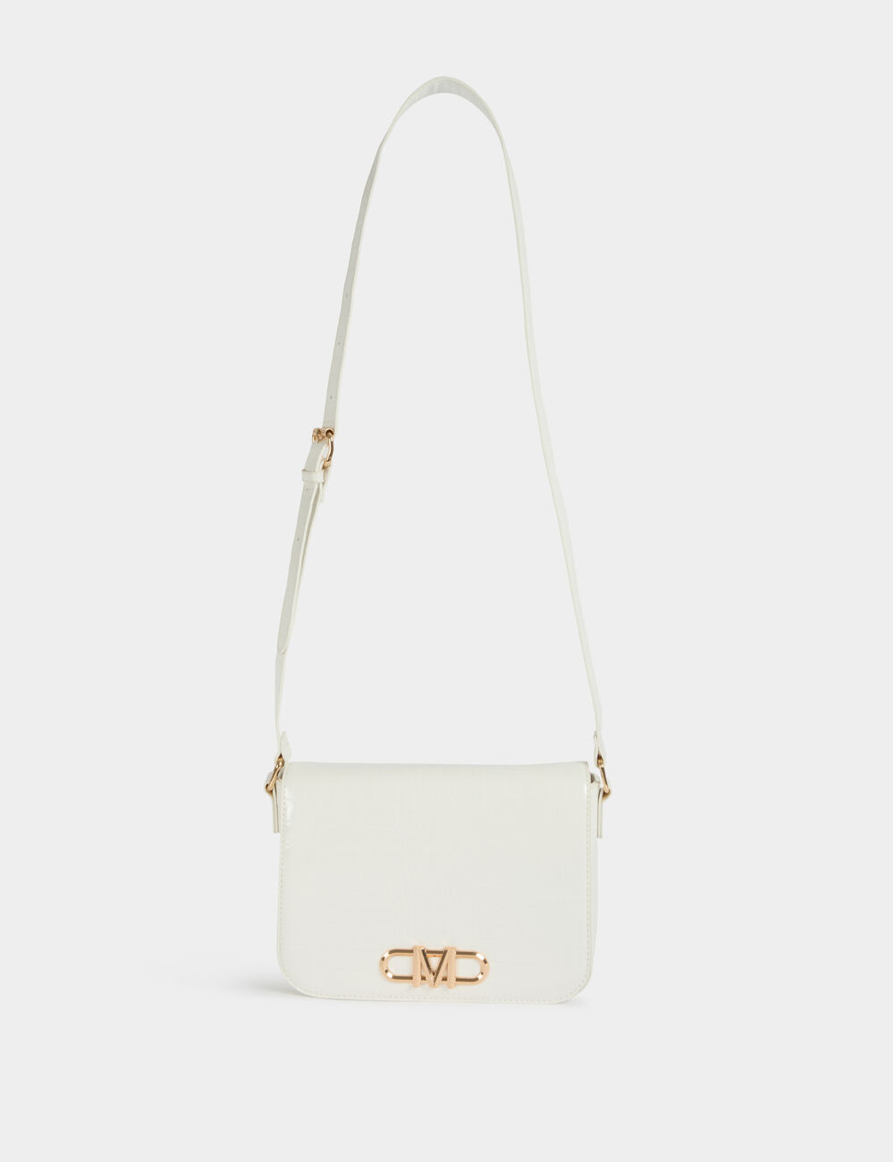 Sac bandouli&egrave;re croco ivoire femme