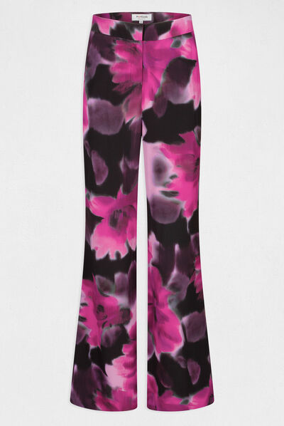 Pantalon large fluide imprimé floral multico femme