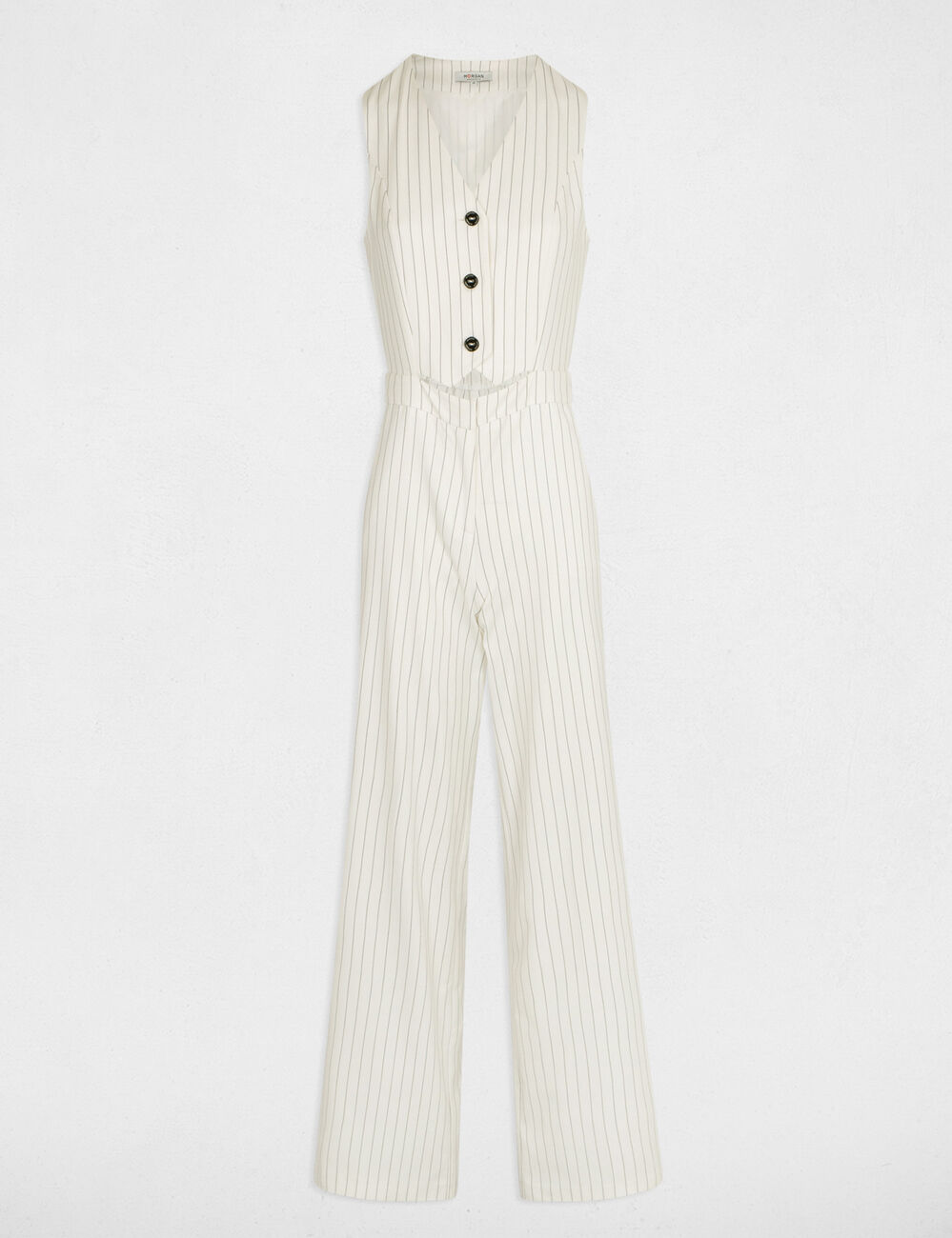 Combinaison longue rayée ecru femme