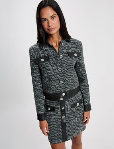 Jupe tweed noir femme