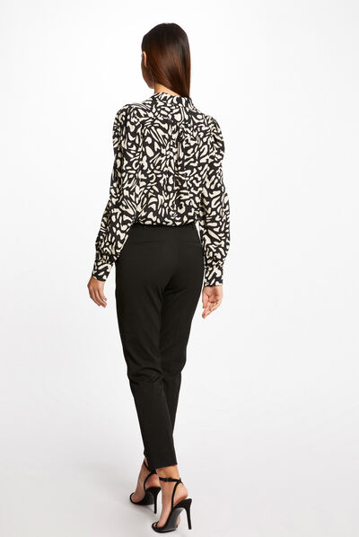 Pantalon tailleur ajusté 7/8ème noir femme