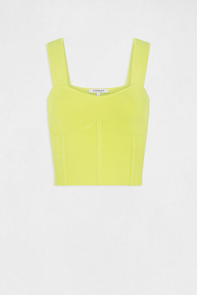 Pull débardeur bretelles larges anis femme