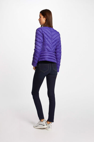 Doudoune droite zipp&eacute;e violet femme