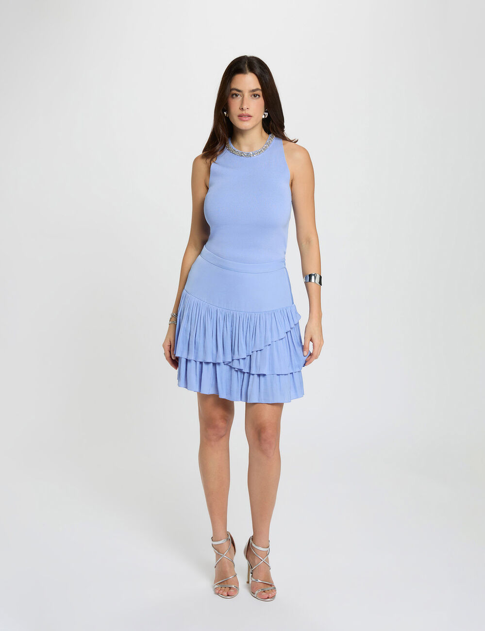 Jupe courte ajust&eacute;e bleu femme