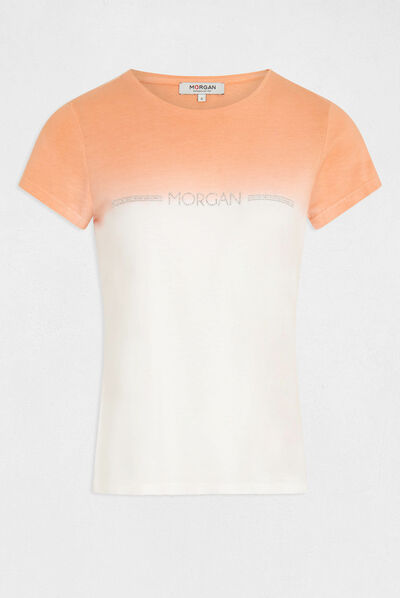 T-shirt manches courtes à inscription multico femme