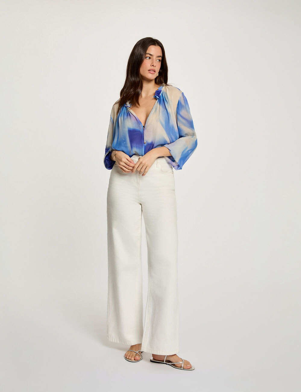 Chemise fluide ajust&eacute;e multicolore femme