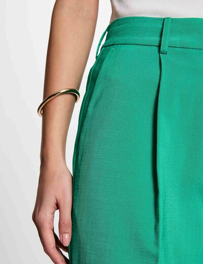 Pantalon droit à pinces vert émeraude femme