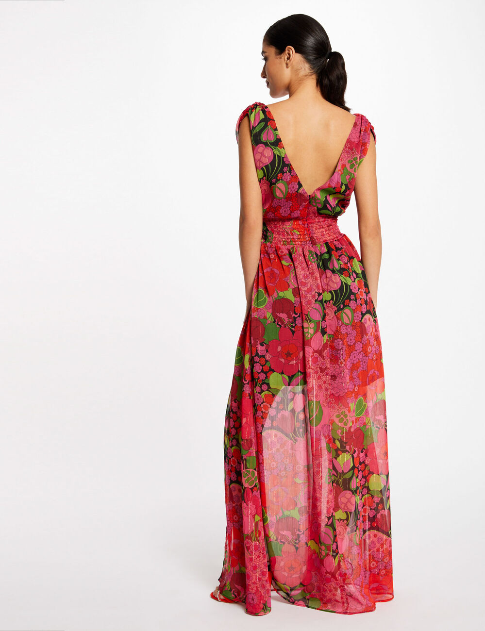 Robe longue évasée imprimé floral multico femme
