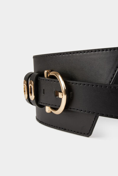Ceinture large asymétrique noir femme