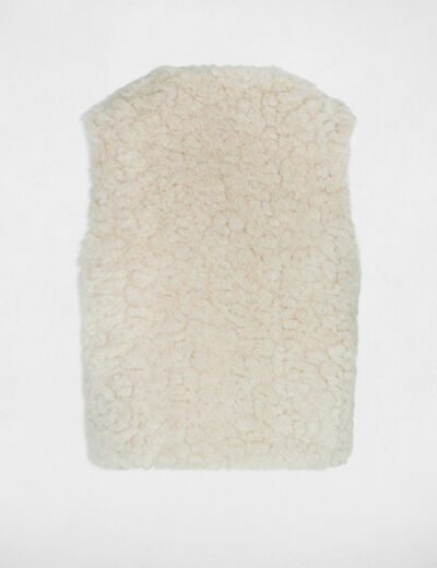 Gilet fausse fourrure ivoire femme