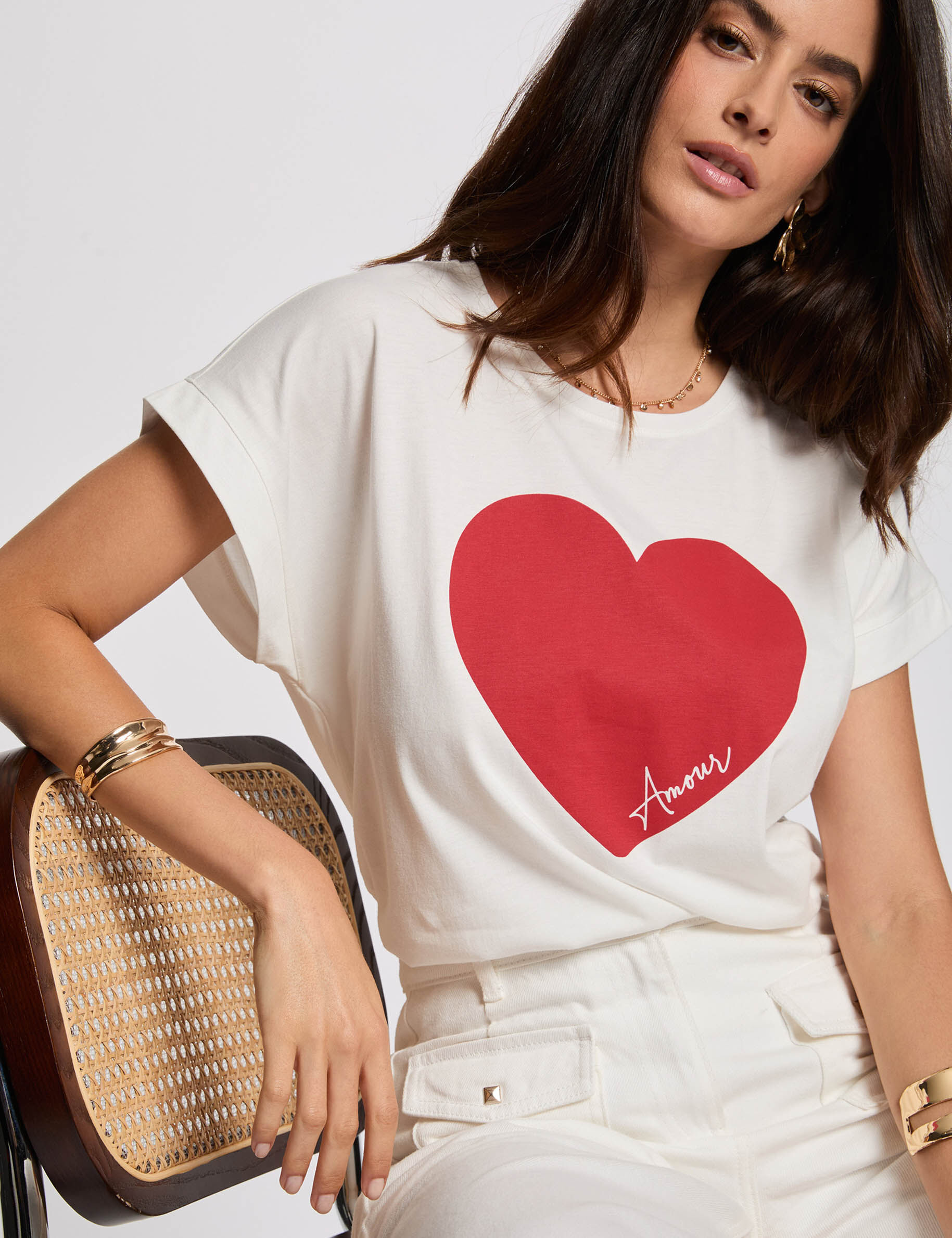 T shirt droit inscription femme