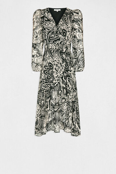 Robe midi portefeuille imprimé cachemire multico femme