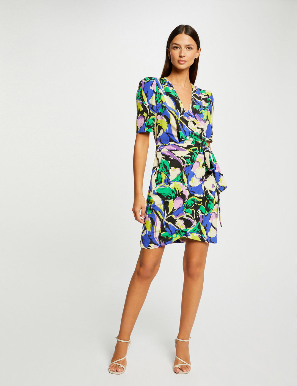 Robe portefeuille imprimé abstrait multico femme