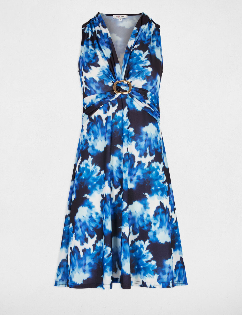Robe courte trapèze imprimée multicolore femme