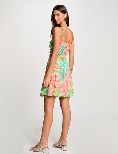 Robe courte patineuse imprimée multicolore femme