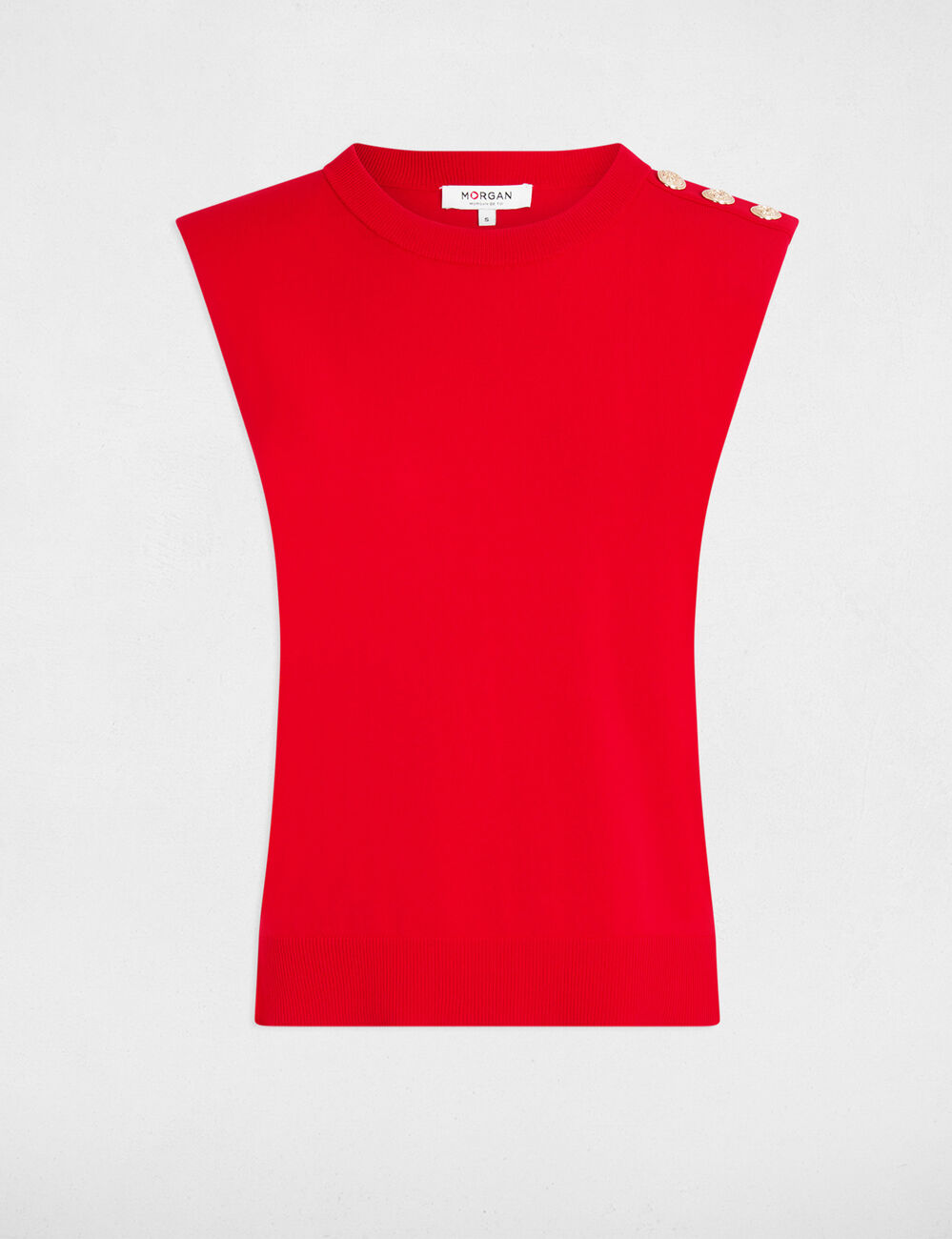 Pull sans manches rouge femme