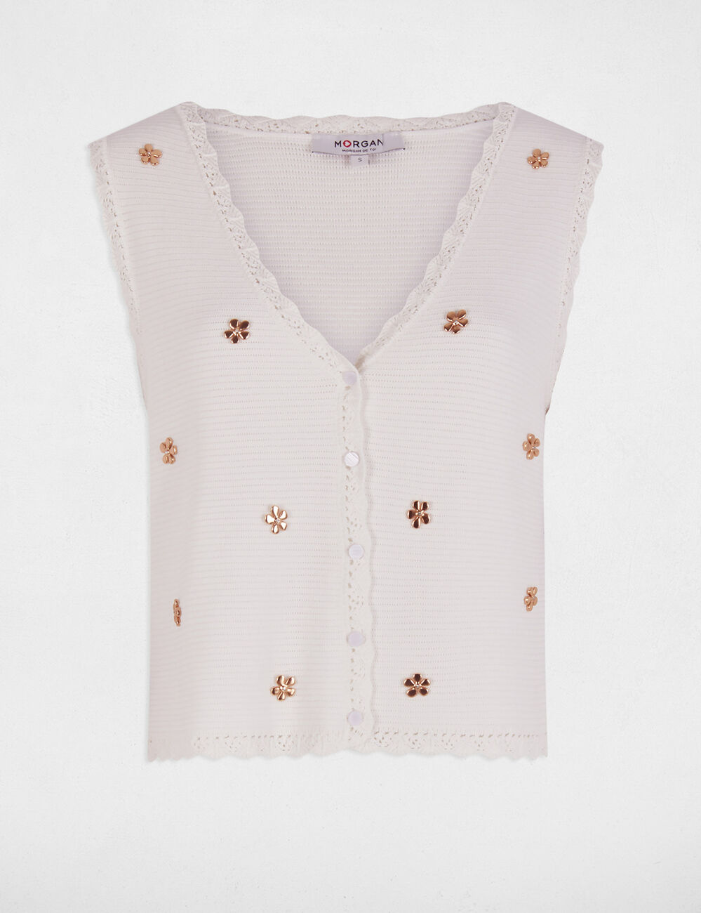 Gilet sans manches blanc femme