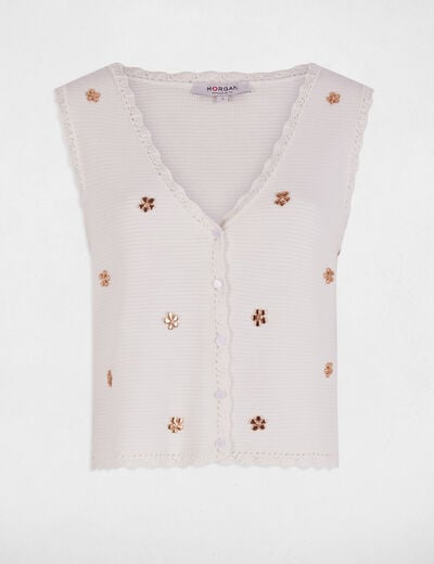 Gilet sans manches blanc femme