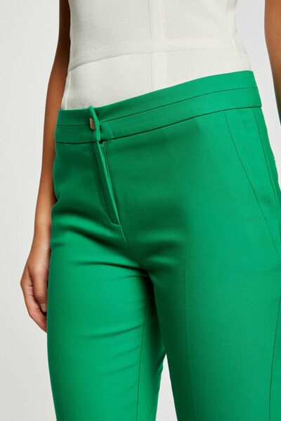 Pantalon city droit 7/8ème vert femme