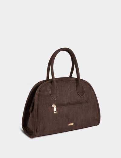 Sac su&eacute;dine aspect croco marron fonc&eacute; femme