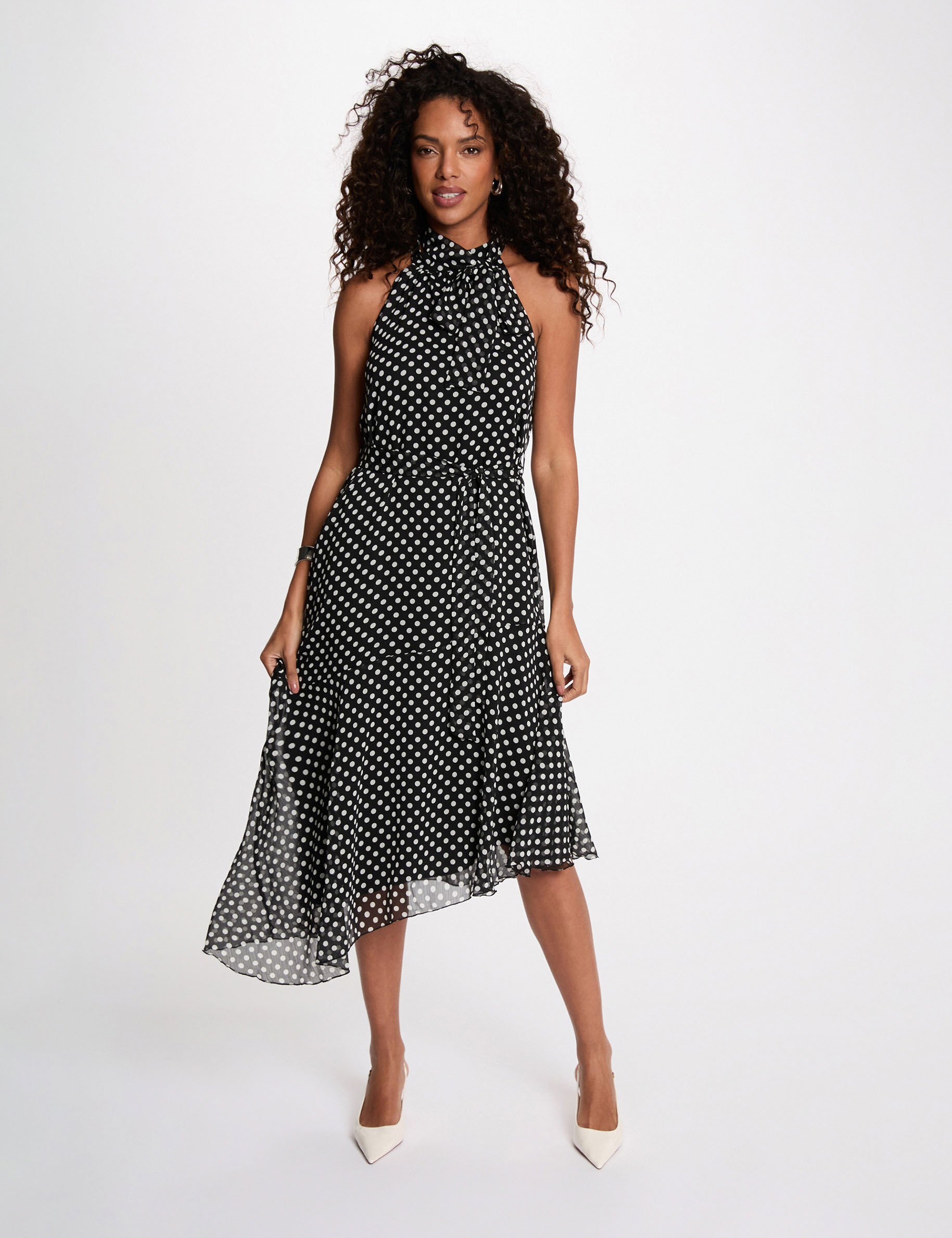 Robe fluide col montant femme