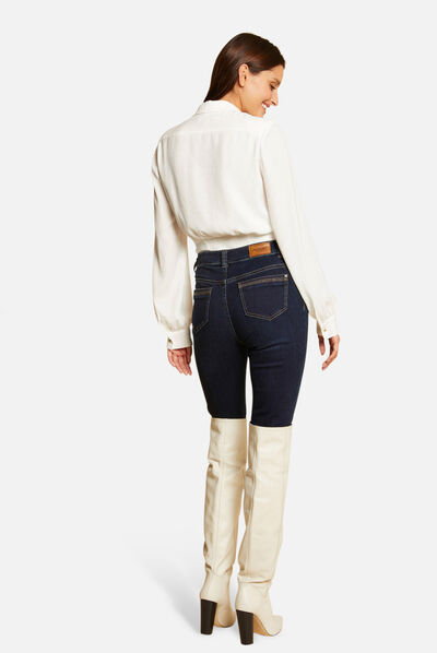 Blouse manches longues ecru femme