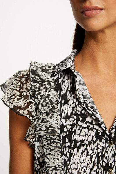 T-shirt manches courtes imprimé abstrait multico femme