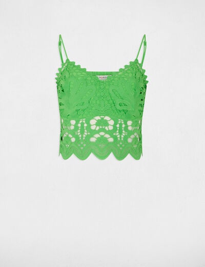 Crop top bretelles fines vert femme