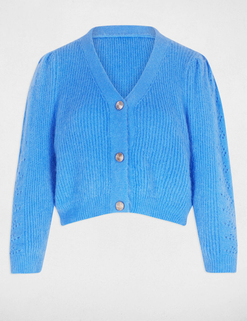 Gilet ajust&eacute; col v bleu femme