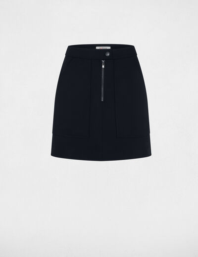 Jupe courte zipp&eacute;e bleu marine femme