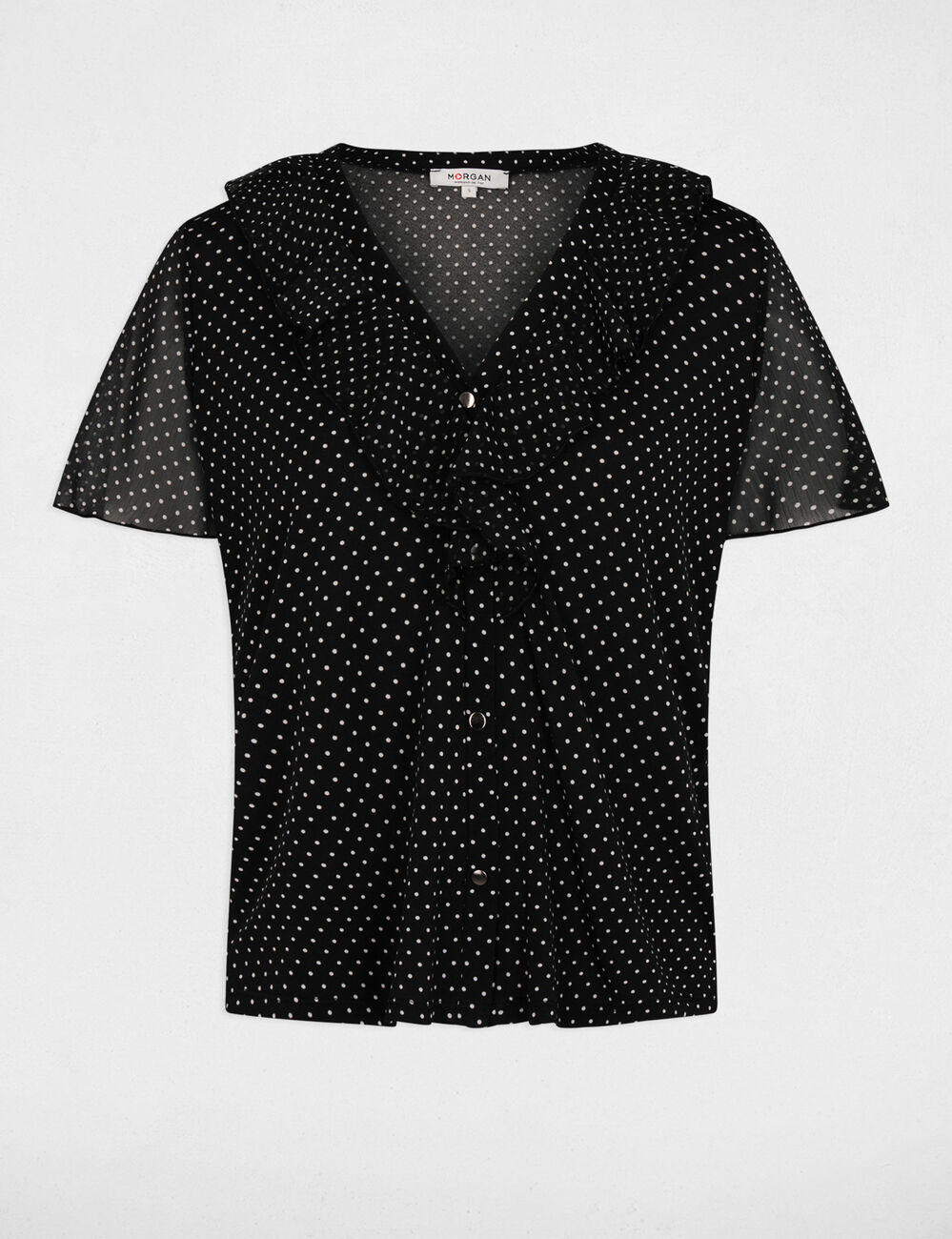 Chemise voile col v noir femme