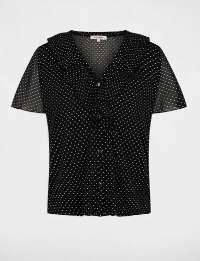 Chemise voile col v noir femme