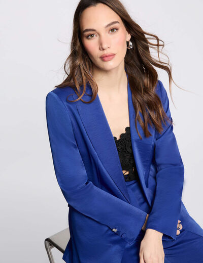 Blazer suédine bleu electrique femme