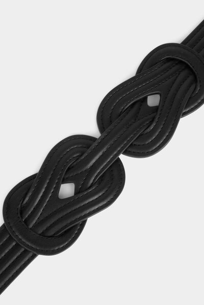 Ceinture élastiquée avec noeuds noir femme