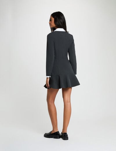 Robe courte col &agrave; revers gris clair femme