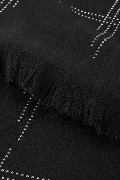 Écharpe avec strass et franges noir femme