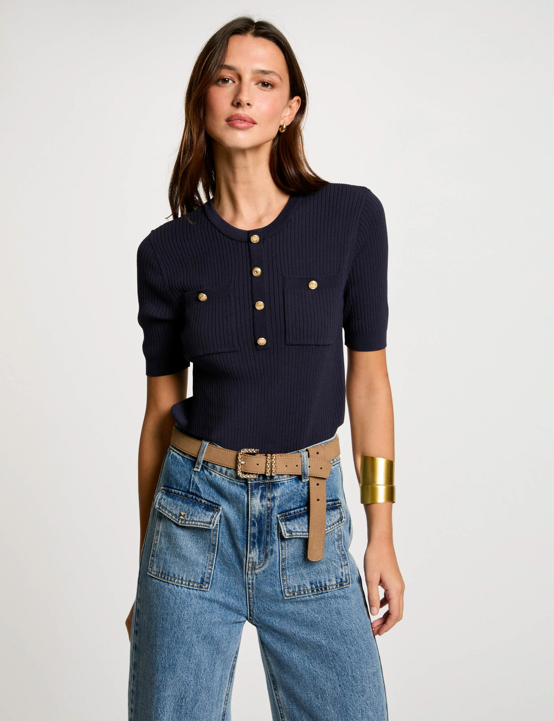 Pull manches courtes col rond - Morgan - Modalova